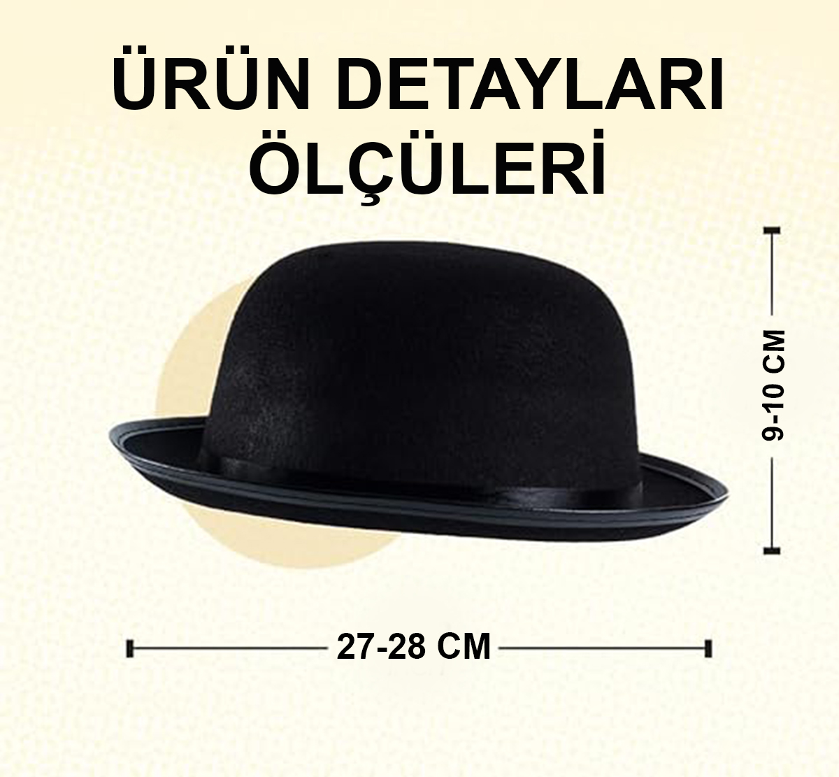 Charlie Chaplin Stil Çocuk Şapkası – Siyah Melon Parti Şapkası