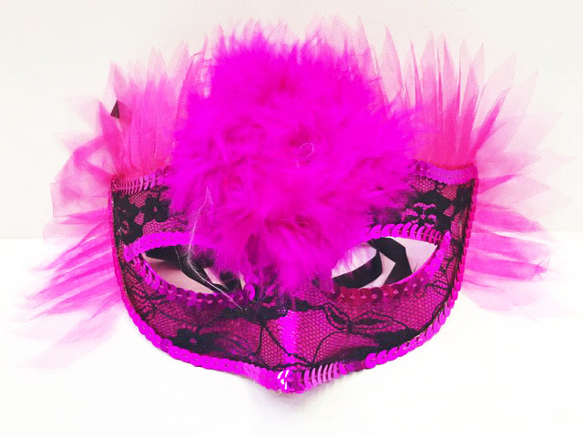 Duvaklı Pullu Yılbaşı Tüylü Parti Maskesi Karışık Renk 12 Adet 