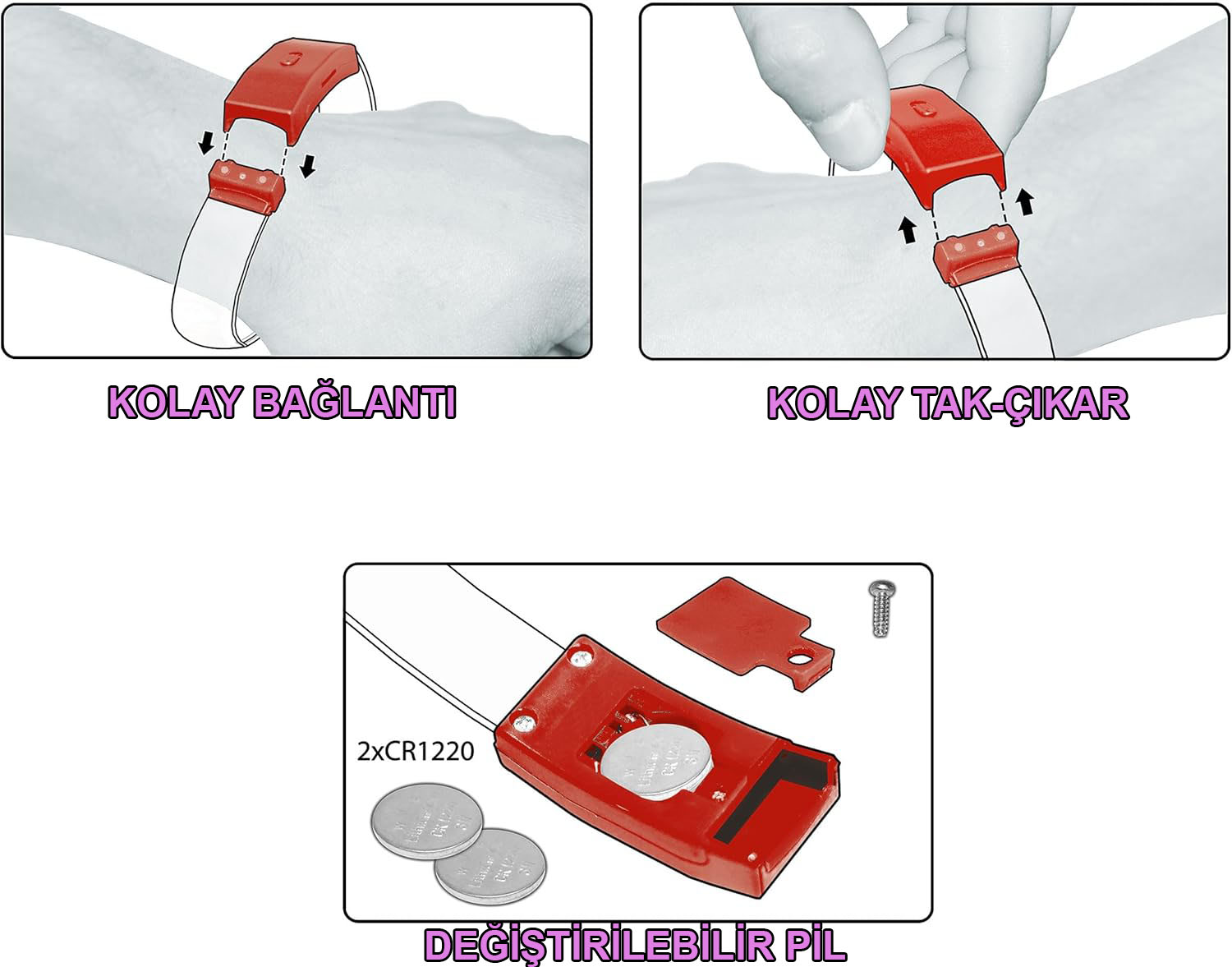 Festival & Parti LED Bileklik Baskı Yapılabilir 3 Farklı Mod Işıklı 1 Adet