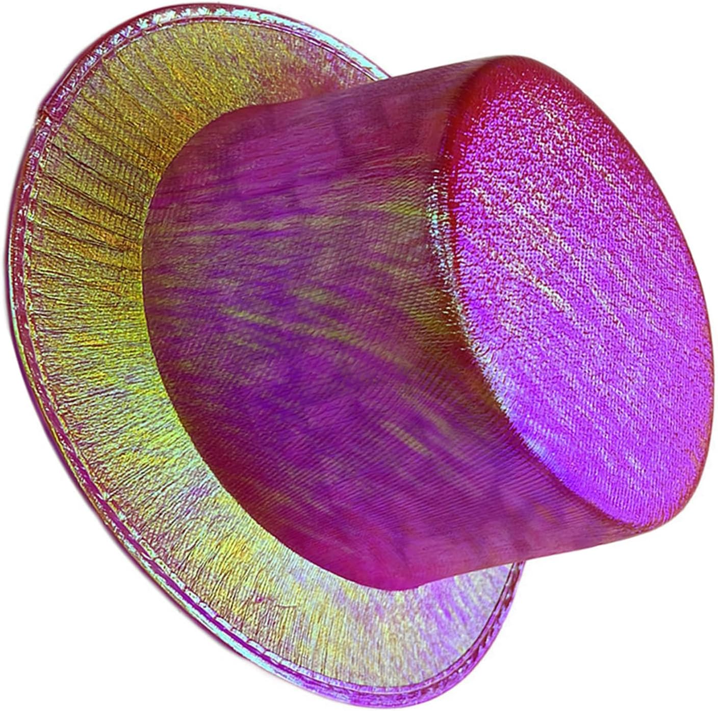 Fuşya Renk Işıltılı Hologram Kumaş Kaplama Fötr Silindir Şapka Yetişkin Boy 