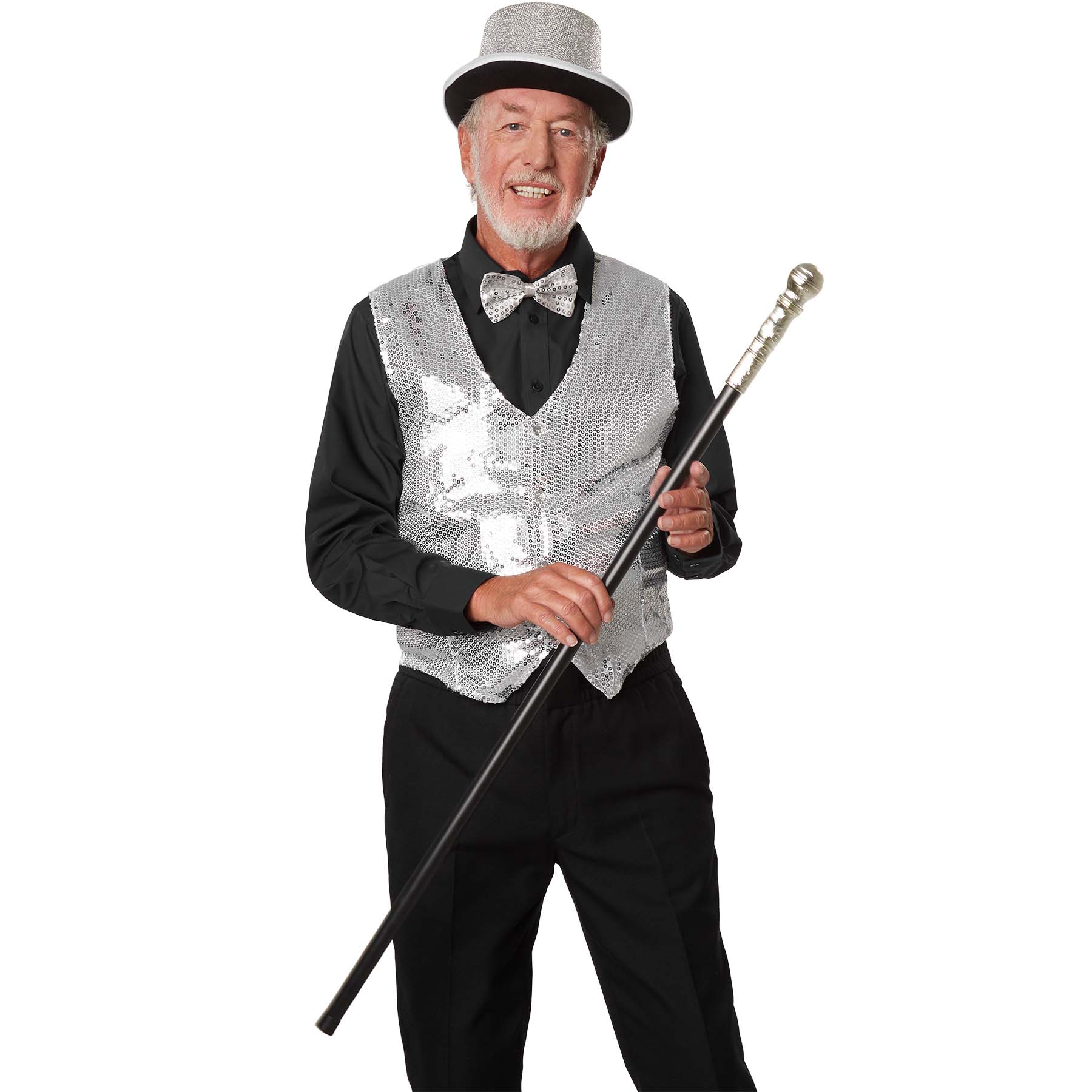 Gece Işıltısı Gümüş Payetli Pullu Papyon 7x2 cm