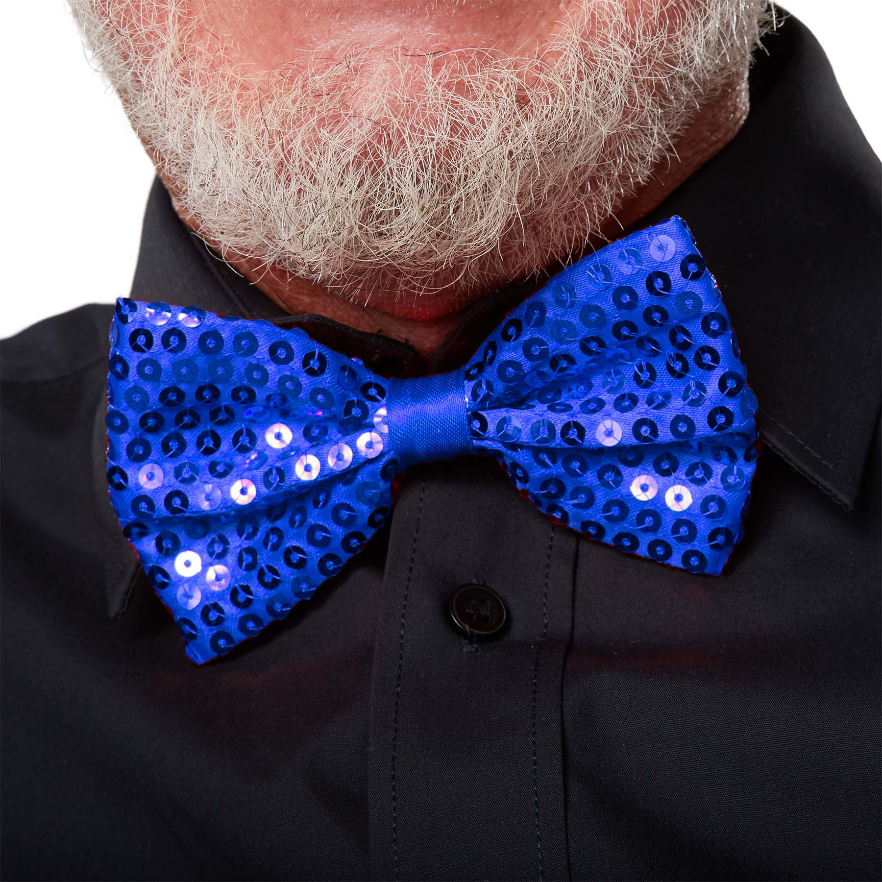 Gece Işıltısı Mavi Payetli Pullu Papyon 7x2 cm