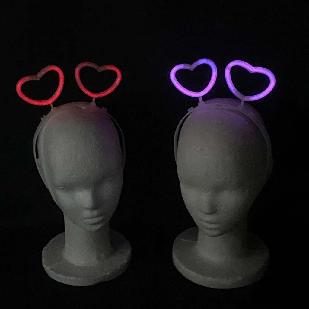 Glow Karanlıkta Yanan Fosforlu Kalp Taç 12 Adet