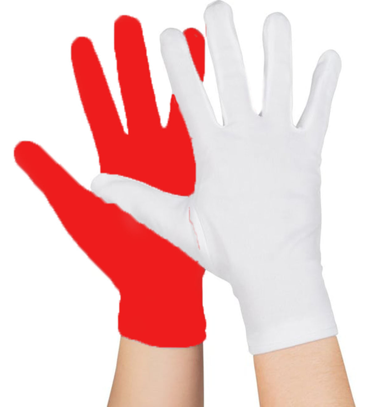 Gösteriler İçin 1 Çift Kırmızı Beyaz Pandomim Eldiveni Çocuk Boy