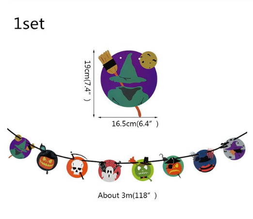 Halloween Şekilli 3 Metre Uzunluğunda Flama Banner Afiş 