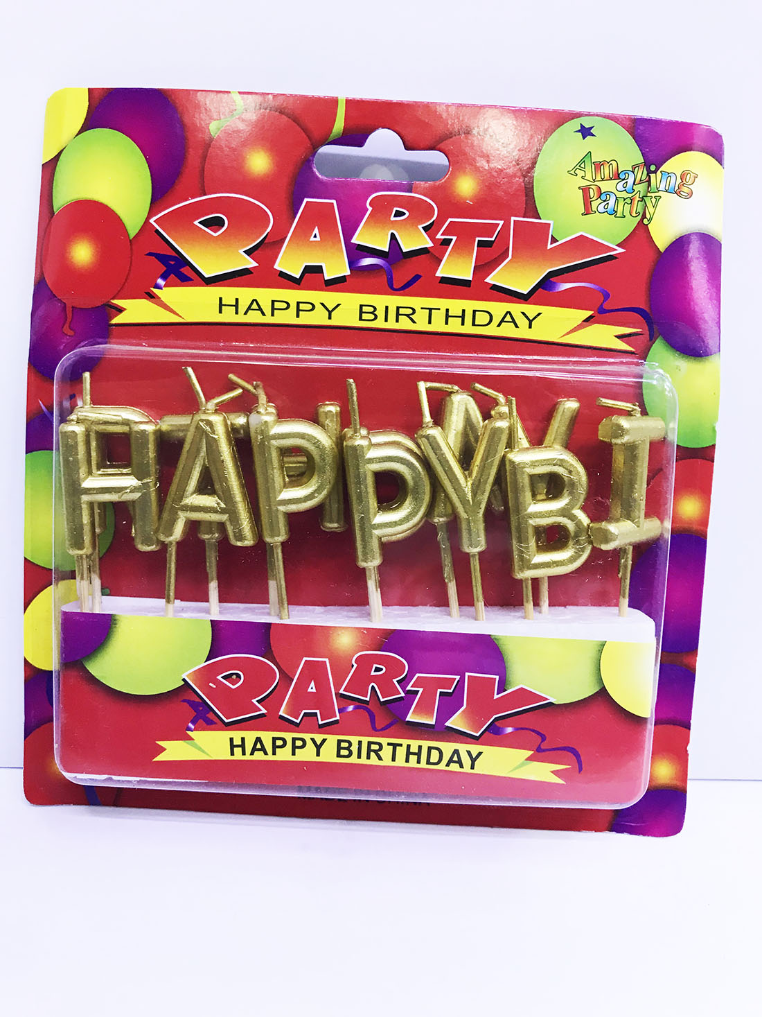 Gold Renk Happy Birthday Yazılabilen Parti Mumu