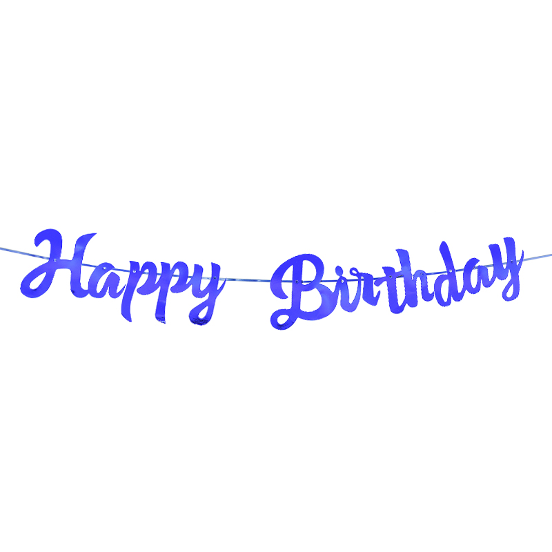 Happy Birthday Parlak Banner Flama Mavi Renk