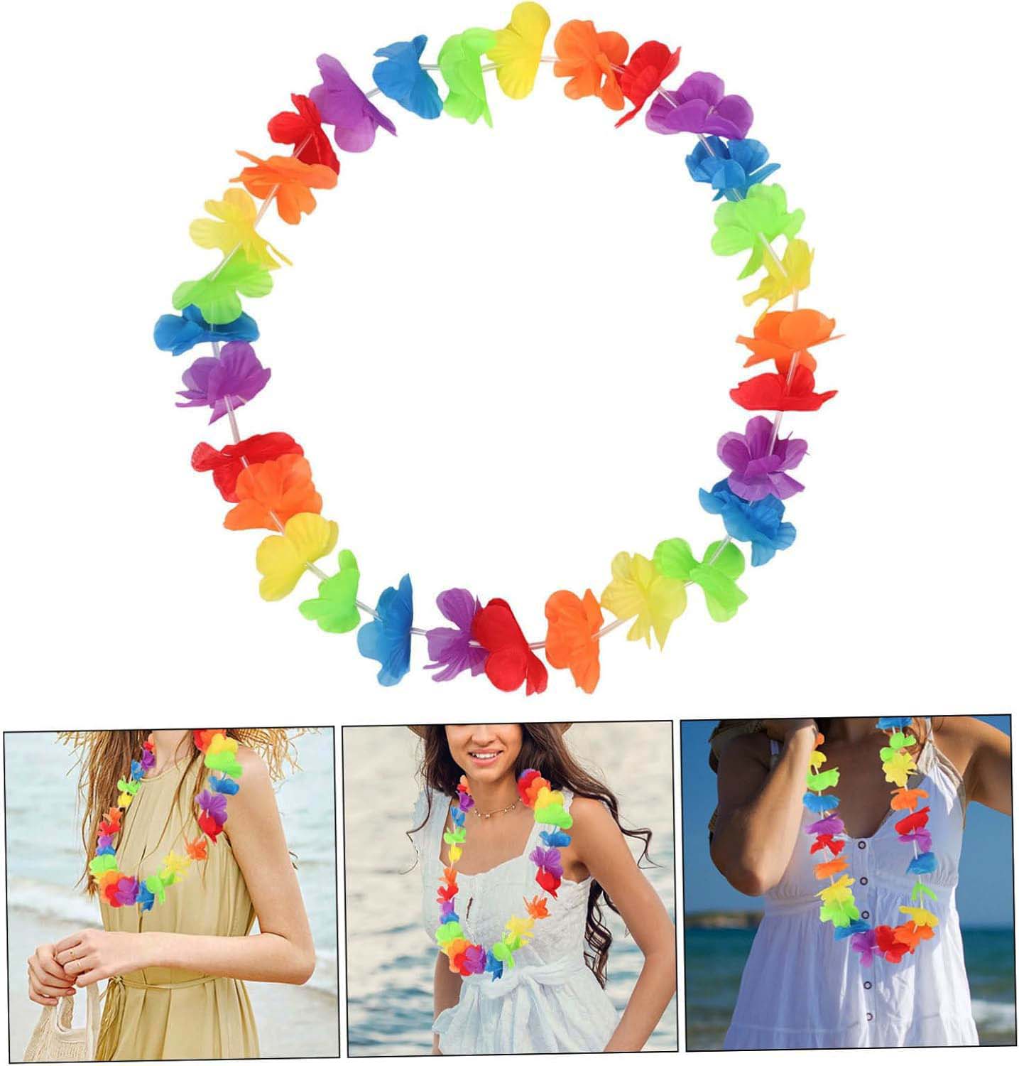 Hawaii Çiçekli Boyun Kolyesi - Renkli Tropikal Parti Leisi 