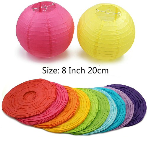 Japon Feneri Kağıt Süs 6 Adet pembe Renk 20 cm