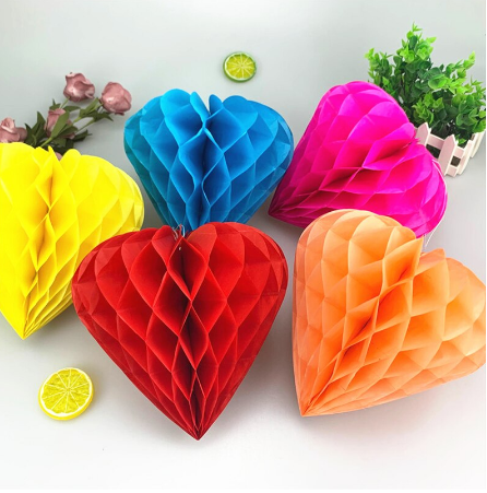 Kalp Şekilli Kağıt Fener 25 cm 4 Adet