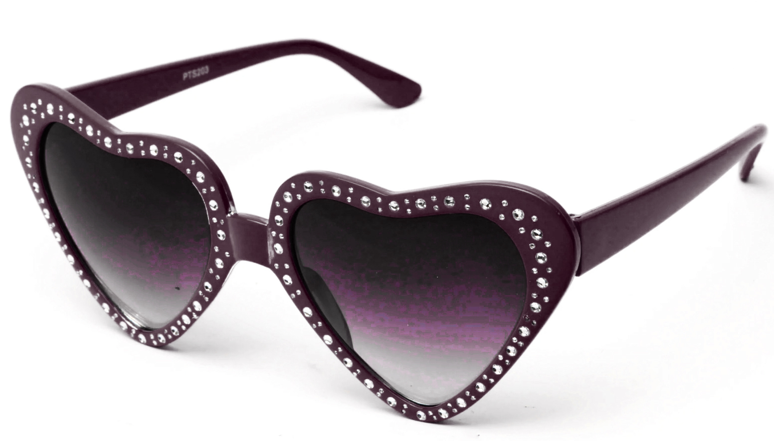 Kalp Şekilli Taşlı Parti Gözlüğü Siyah Renk 6x16 cm