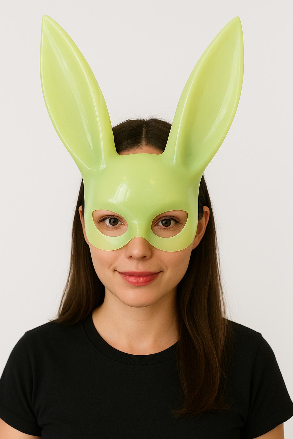 Karanlıkta Parlayan Fosforlu Tavşan Maskesi – Glow Bunny Masquerade Maske (32x22 cm)