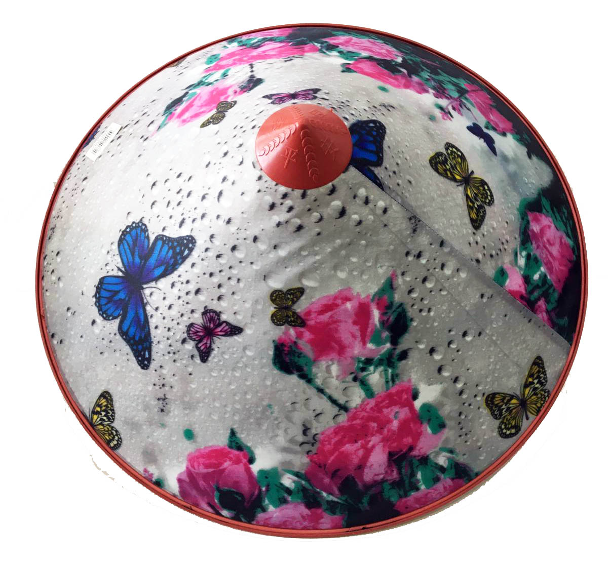 Kelebek Damlalı Saten Kaplama Gümüş Vietnam Şapkası