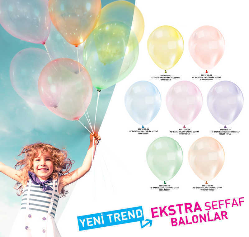 Kırmızı Renk Ekstra Şeffaf Lateks Balon 100 Adet