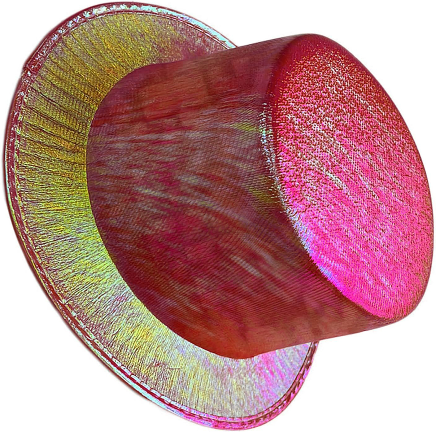 Kırmızı Renk Işıltılı Hologram Kumaş Kaplama Fötr Silindir Şapka Yetişkin Boy 