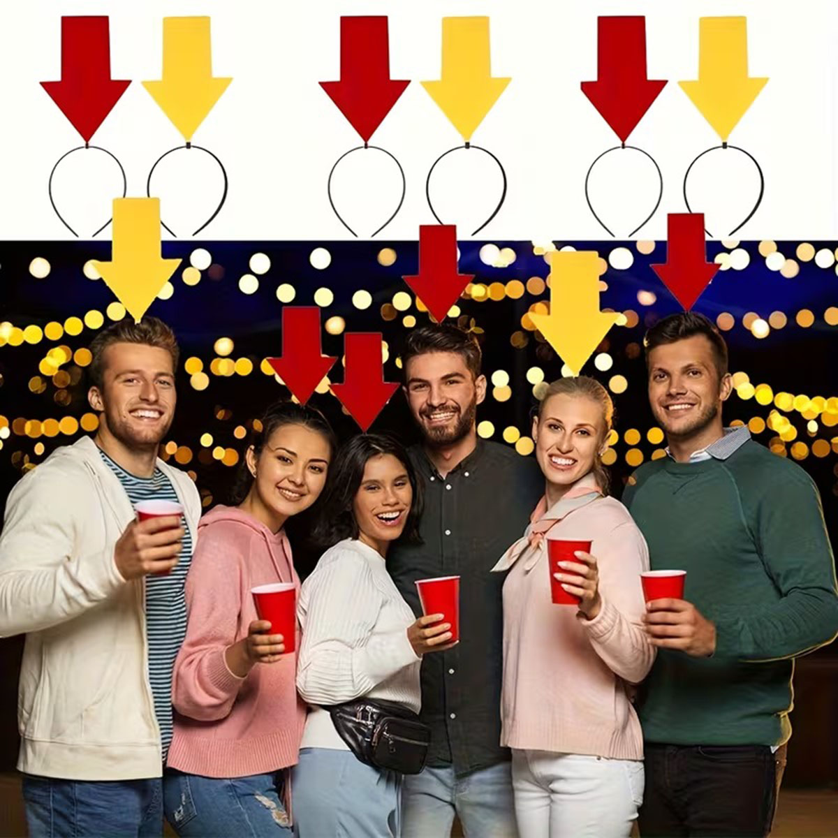 Kişiselleştirilebilir Ok İşaretli Mesaj Tacı (2’li Set Sarı-Kırmızı) 