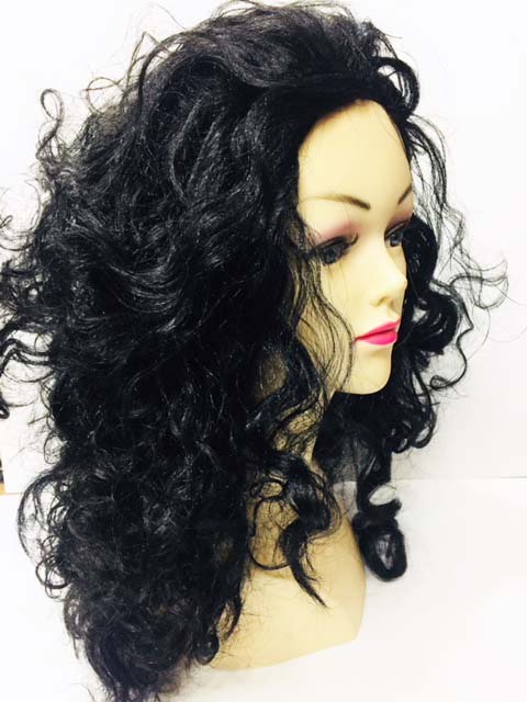 Siyah Renk Dolgulu Kvırcık Astarlı Uzun Lüks Peruk 