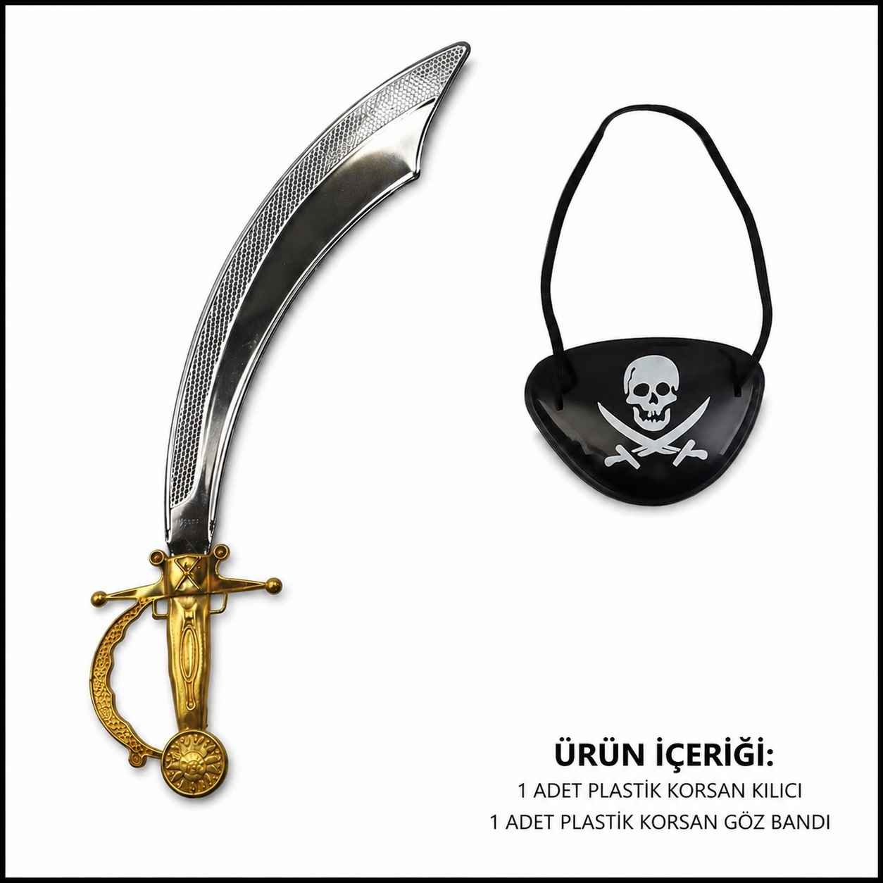 Korsan Kılıç ve Göz Bandı Seti Parlak (Çocuk & Yetişkin Uyumlu)