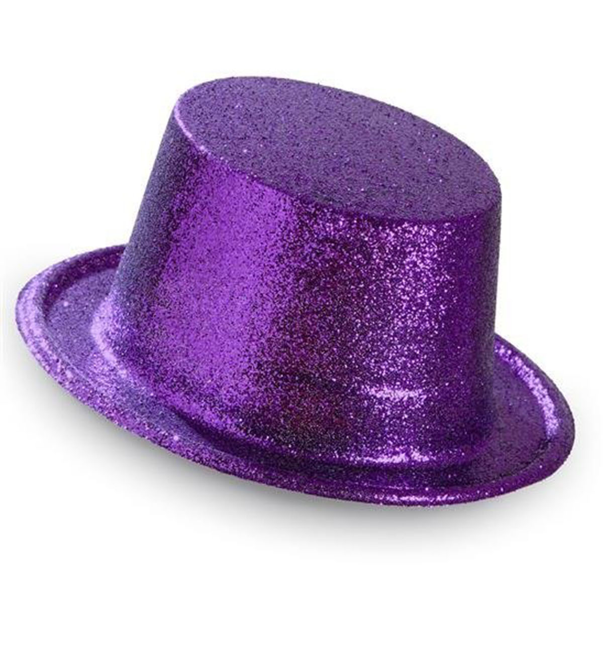 Koyu Mor Renk Violet Parıltılı Simli Fötr Silindir Parti Şapkası