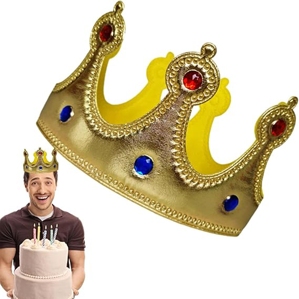 Kral Tacı Altın Renk Kumaş Malzeme Yetişkin Boy 57 cm