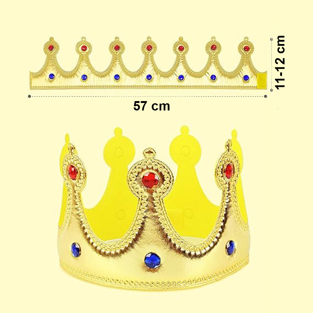 Kral Tacı Altın Renk Kumaş Malzeme Yetişkin Boy 57 cm