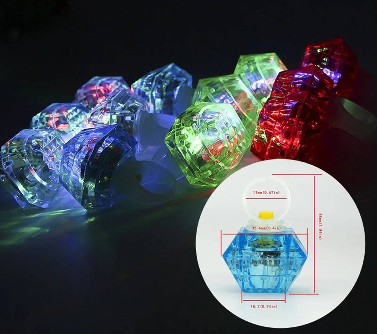 Kristal LED Parti Yüzük Seti (6'lı)