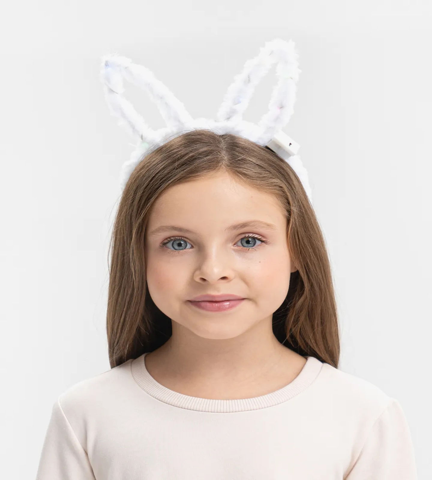 Led Işıklı Peluş Pofuduk Tavşan Kulak Tavşan Taç Beyaz 17X23 cm