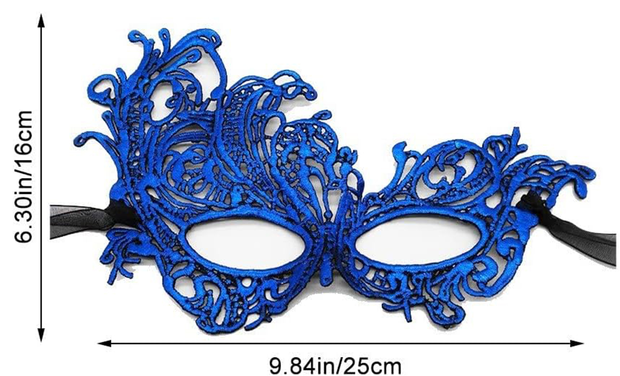 Mavi Renk Dantel Kesim Dantel İşlemeli Balo Parti Maskesi 