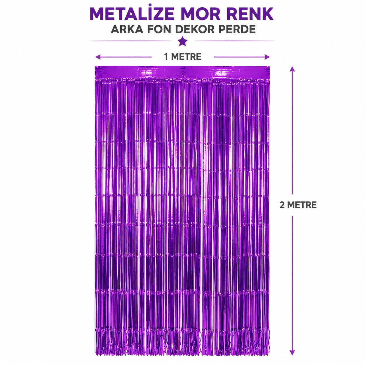 Mor Metalize Parti Perdesi 100x200 cm – Kapı ve Arka Fon Perdesi