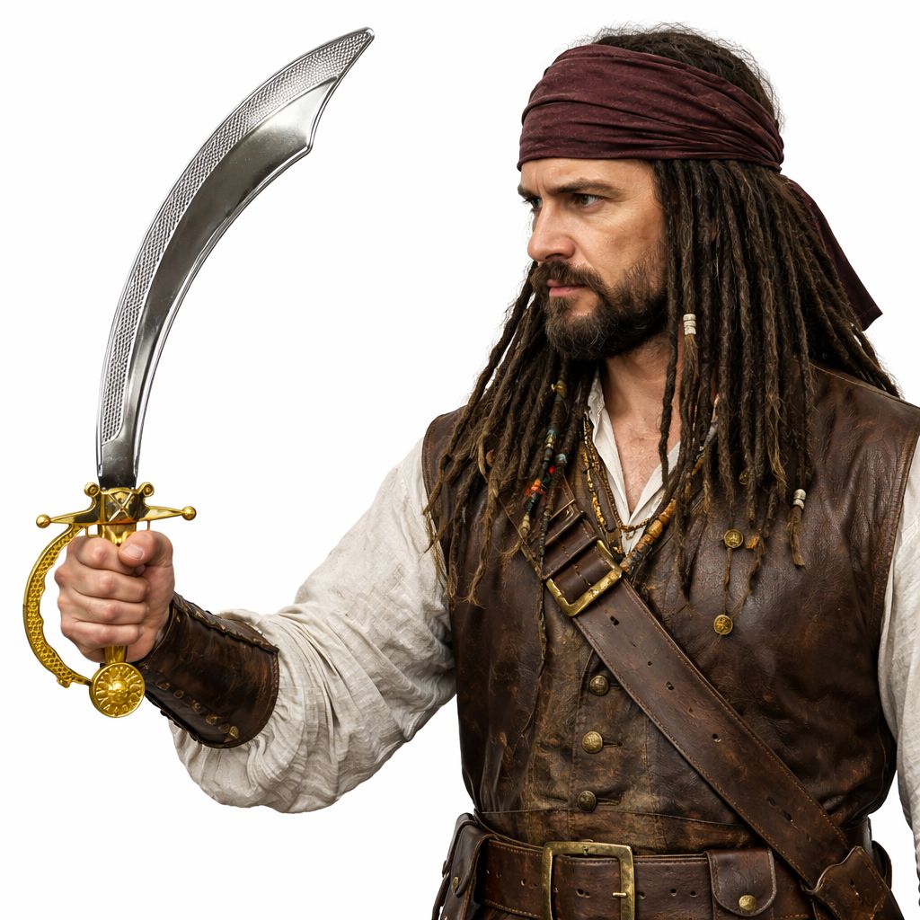 Parlak Metal Görünümlü Plastik Korsan Kılıcı 45 cm