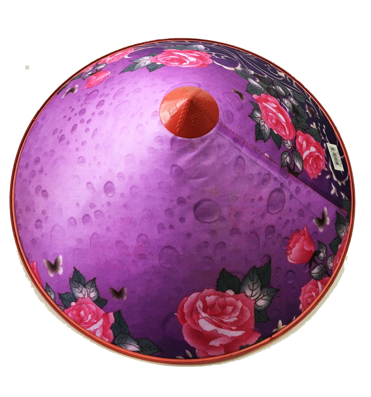 Pembe Çiçekli Damlalı Saten Kaplama Mor Vietnam Şapkası