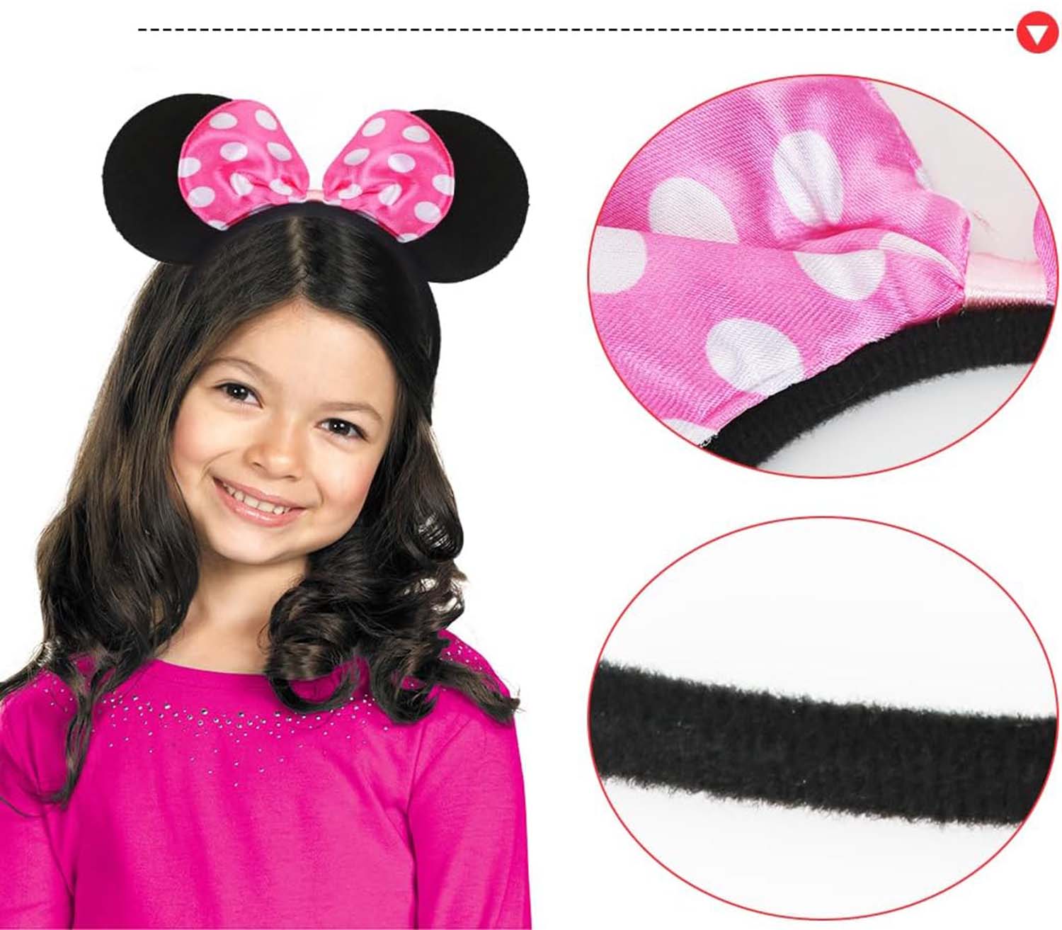 Pembe Fiyonklu Minnie Mouse Tacı Mini Kulak 