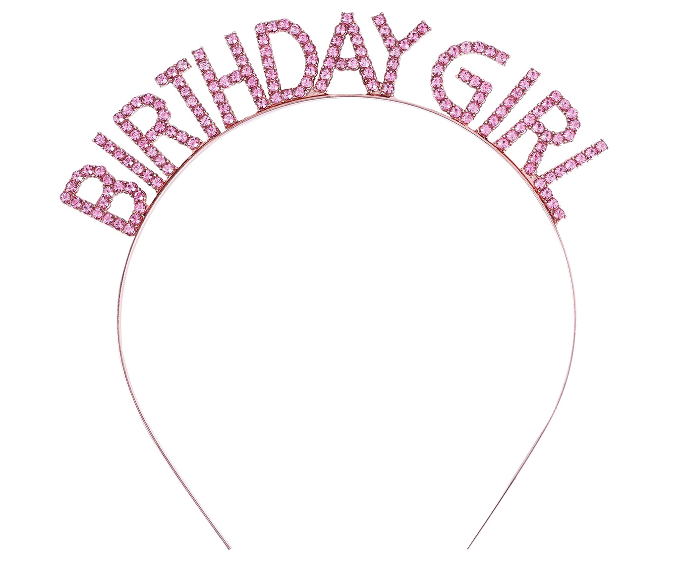 Pembe Renk Kristal Taşlı Parlak Birthday Girl Yazılı Taç 16x17 cm