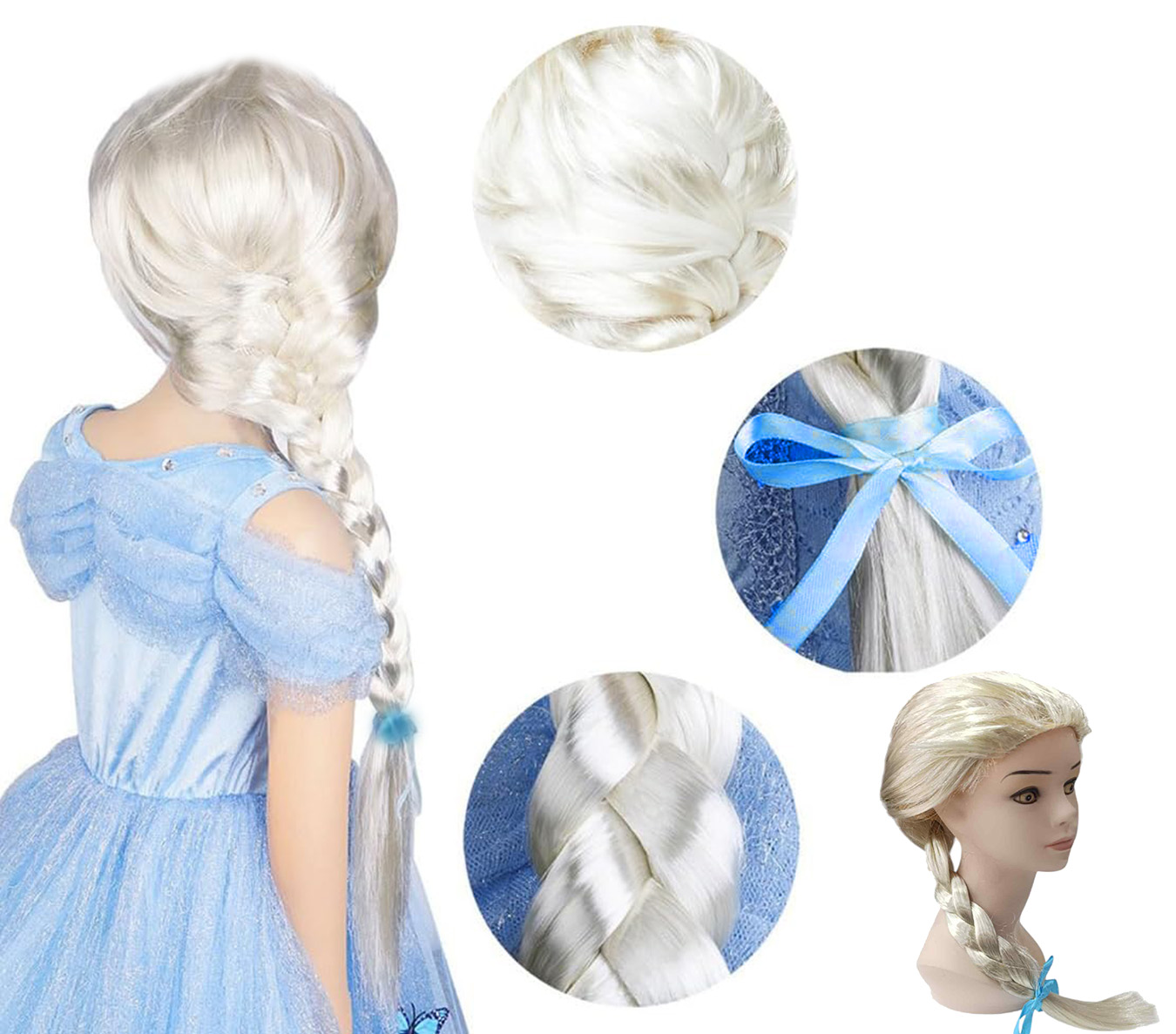 Platin Altın Dore Renk Karlar Ülkesi Elsa Frozen Peruğu Çocuk Boy