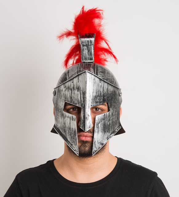 Roma Samuray Kaskı Tüylü Gümüş Renk