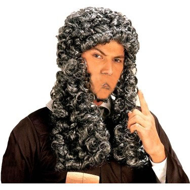 Rönesans Dönemi Permalı Yargıç Hakim Peruğu Gri Renk