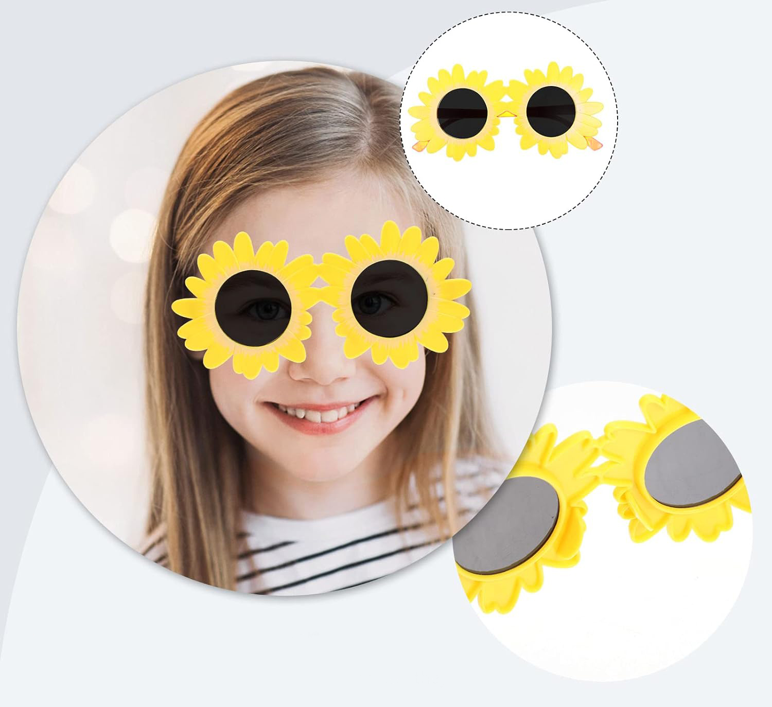 Sarı Renk Papatya Şekilli Parti Gözlüğü 18x10 cm