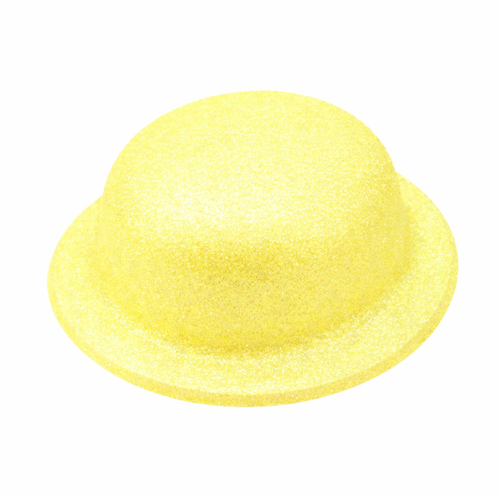 Sarı Simli Melon Şapka | İnce Plastik Glitter Yetişkin Parti Şapkası