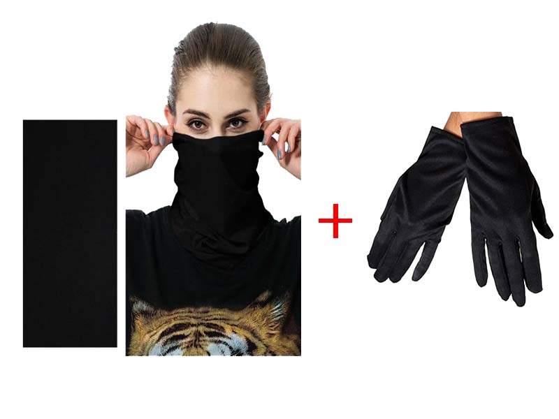 Siyah Baf Bandana Maske ve Eldiven Seti