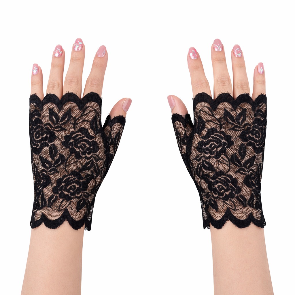 Siyah Dantel Parmaksız Kısa Eldiven