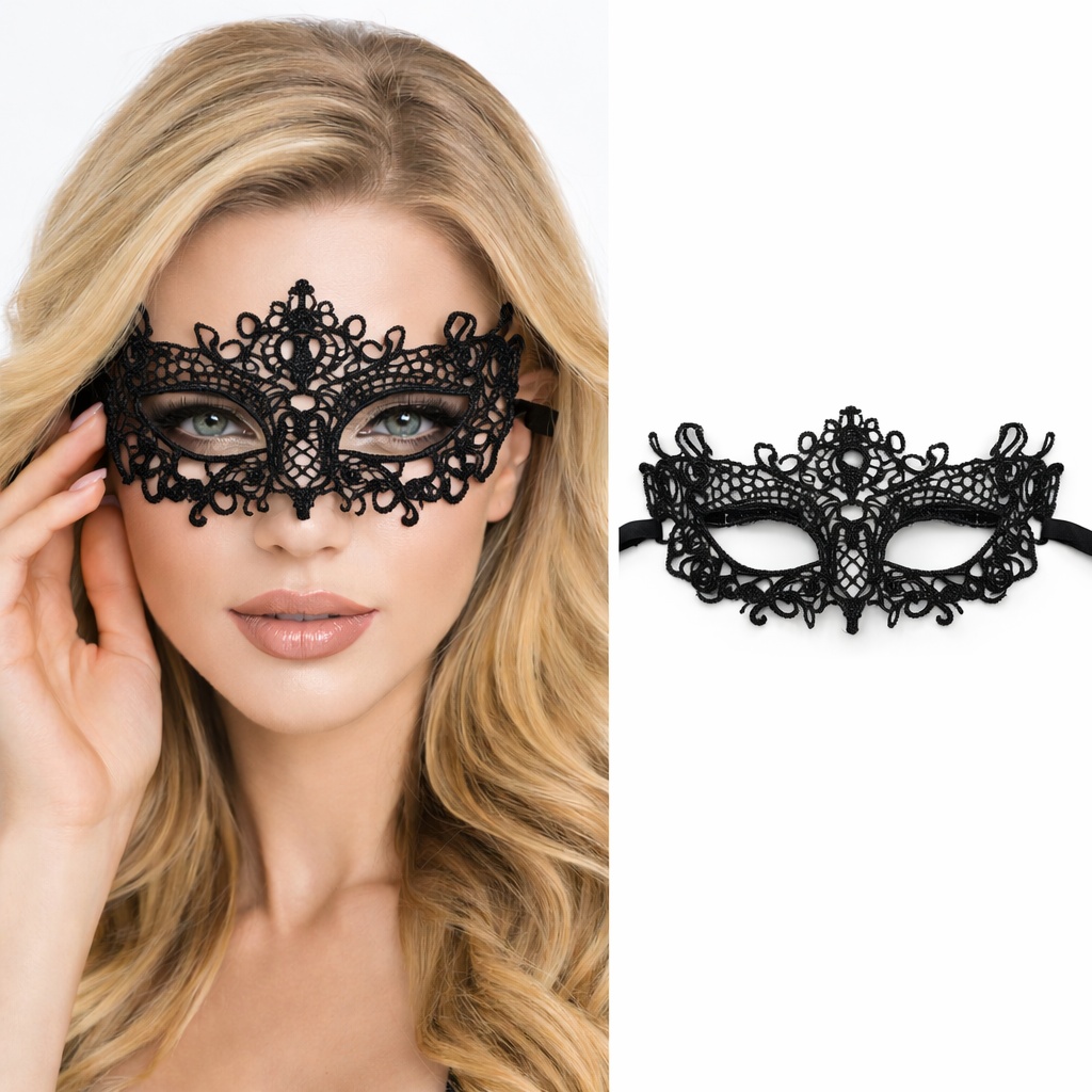 Siyah Dantel Venedik Maskesi Kadın – Zarif Parti & Balo Maskesi 6 No