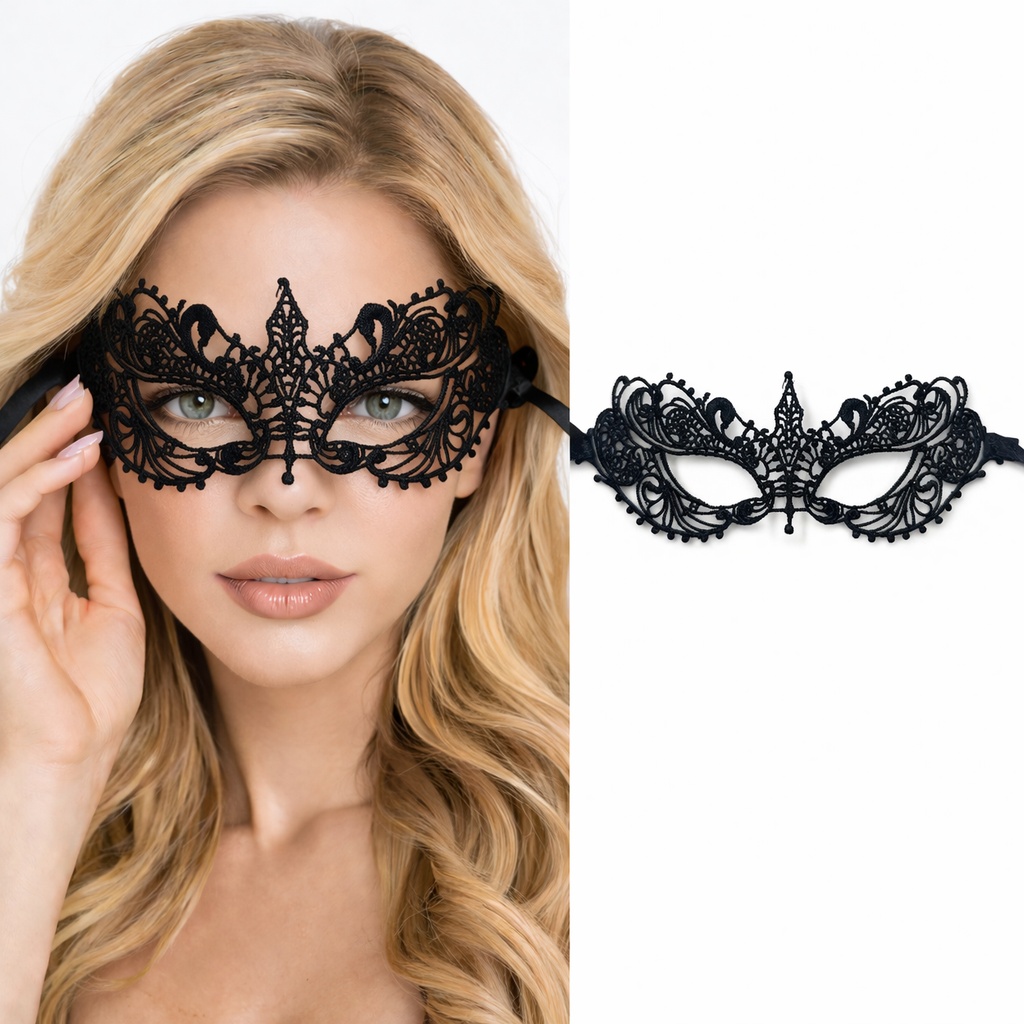 Siyah Dantel Venedik Maskesi Kadın – Zarif Parti & Balo Maskesi 10 No