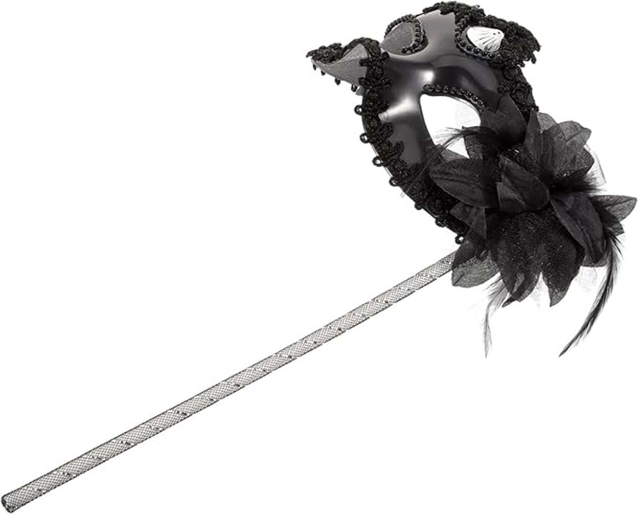 Siyah Işıltılı Tutmalı Fotoğraf Çekimi Maskesi 18x29 cm