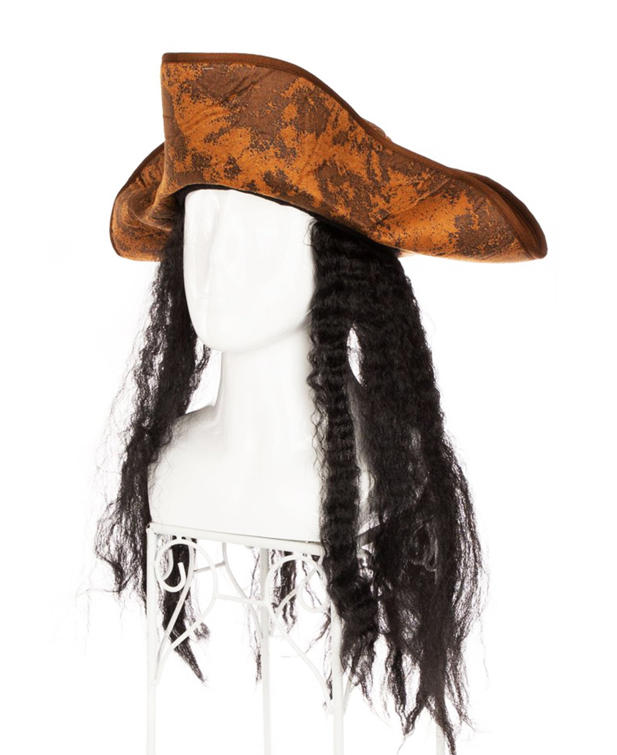 Siyah Saçlı Kaptan Korsan Şapkası 