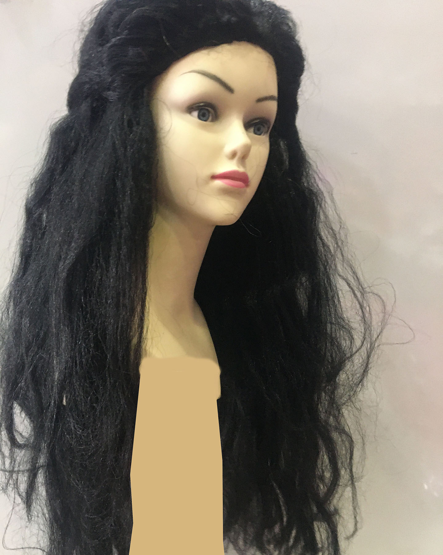 Siyah Uzun Astarlı Lüks Parti Peruk 75 cm