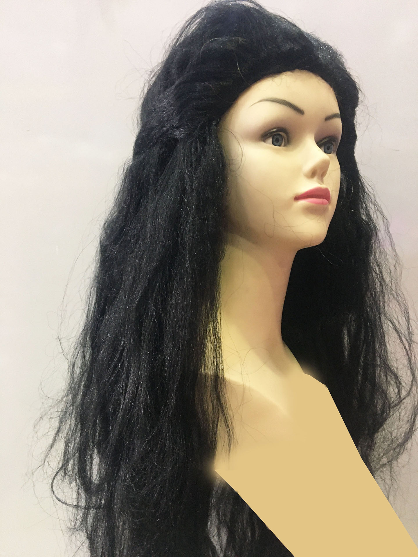 Siyah Uzun Astarlı Lüks Parti Peruk 75 cm