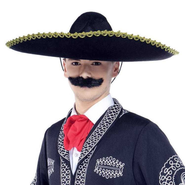 Sombrero Meksika Şapkası Mariachi Altın Şeritli Yetişkin Boy 