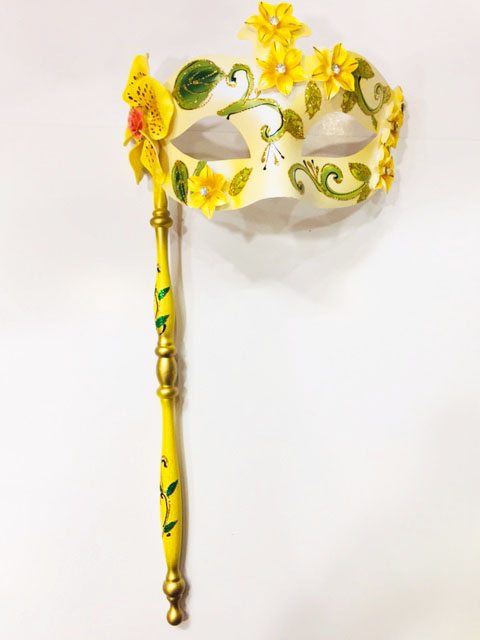 Sopalı Tutmalı Venedik Maskesi Sarı