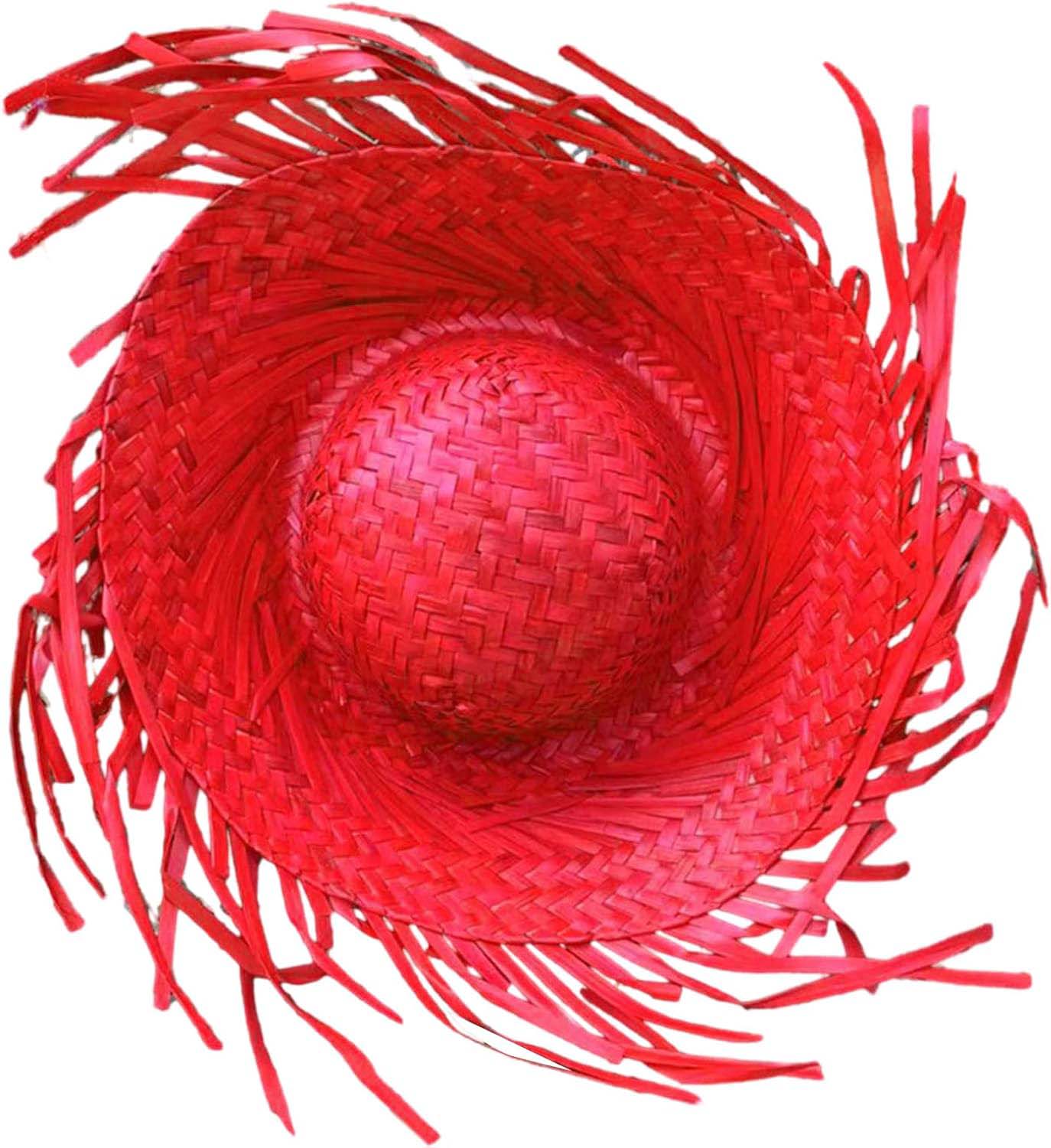 Tropikal Parti Kırmızı Hasır Hawaii Şapkası 13x36 cm