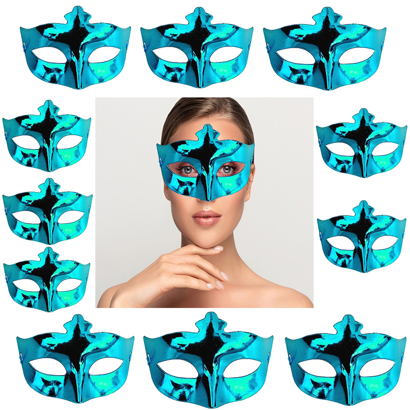 Turkuaz Mavisi Renk Toptan 12 Adet Göz Parti Maskesi Balo Maskesi Venedik